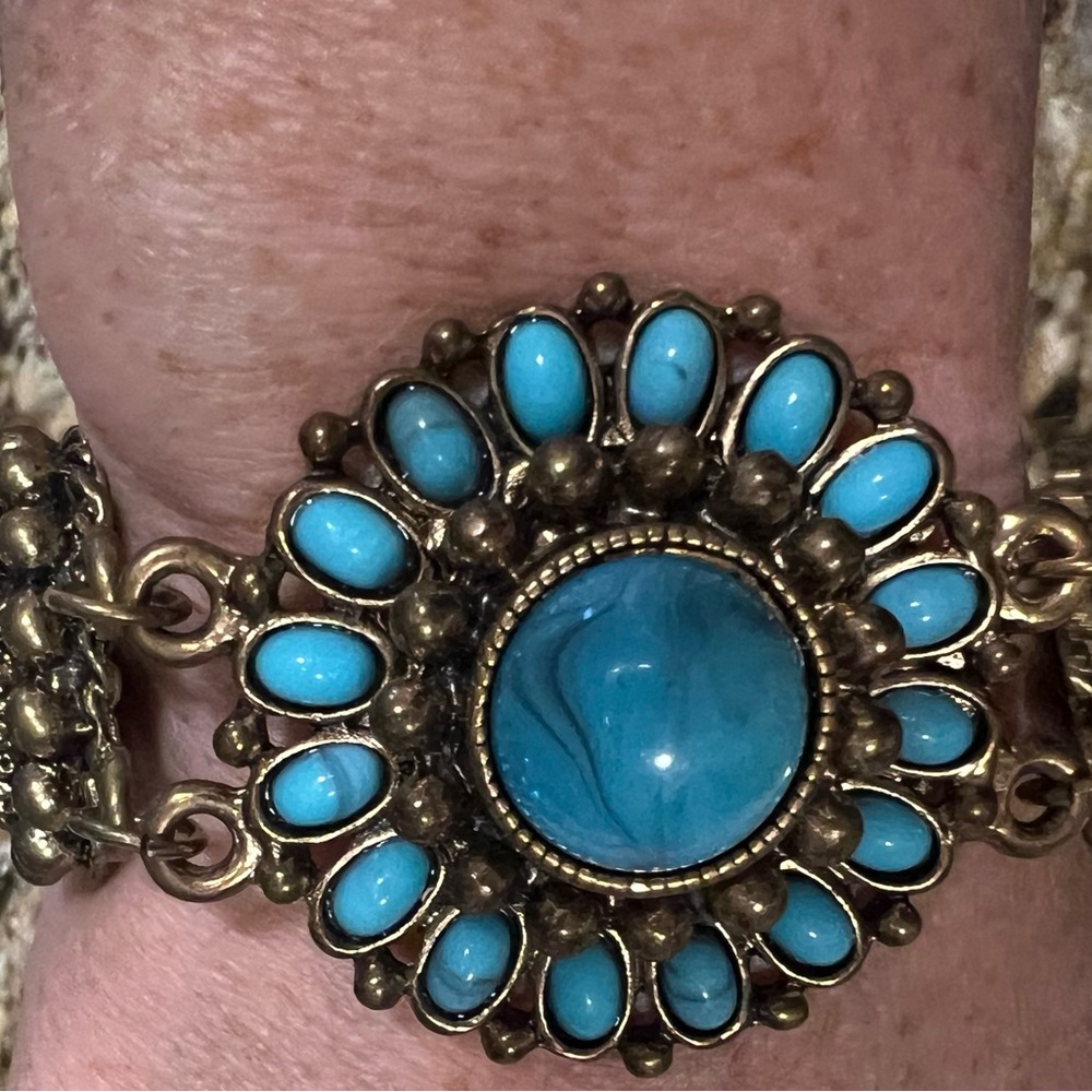 ALDO Gold and Turquoise-Like Bracelet, Costume Jewlery